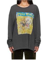 OPEN YY Floral Hook Long Sleeve Henley in White | Lyst