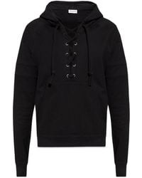 Saint Laurent - Laced Drawstring Hoodie - Lyst