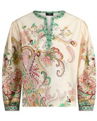 Etro - Paisley Printed V-Neck Blouse - Lyst