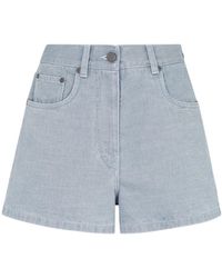 Fendi - Ff Embossed Denim Shorts - Lyst