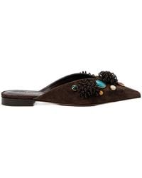 Twinset - Embellishment Flat Mules - Lyst