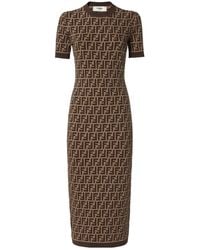 Fendi - Ff Jacquard Fitted Midi Dress - Lyst