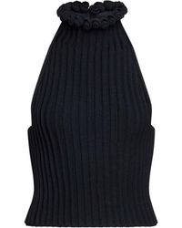 Alaïa - Ribbed Knit Wave-Finish Open-Back Top - Lyst