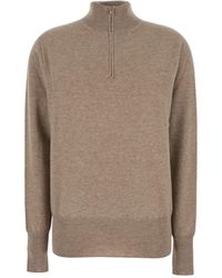The Row - 'Loya' Sweater With High Neck And Front Zip Closure - Lyst