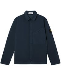 Stone Island - Overshirt With Chest Pocket And Two-Way Zip - Lyst