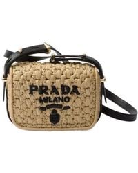 Prada - Foldover Top Woven Shoulder Bag - Lyst