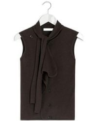 Lemaire - Tie-Neck Sleeveless Knitted Top - Lyst