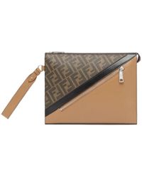 Fendi - Logo Monogram Zipped Clutch Bag - Lyst