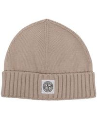 Stone Island - Logo-Patch Ribbed-Knit Beanie - Lyst