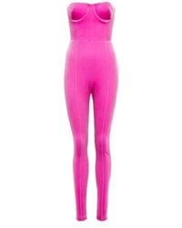 Alex Perry - Strapless Velvet Jumpsuit - Lyst
