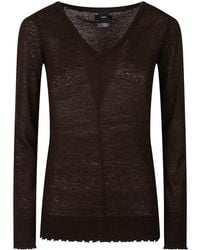 Pinko - V-Neck Frayededge Sweater - Lyst