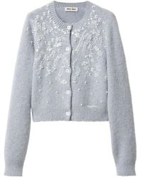 Miu Miu - Embroidered Cashmere Cardigan - Lyst