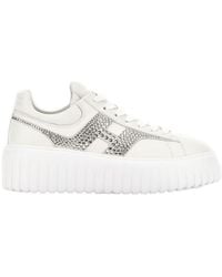 Hogan - H-Stripes Embellished Lace-Up Sneakers - Lyst
