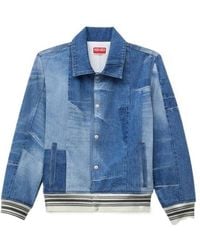 KENZO - Distressed Trim Denim Jacket - Lyst