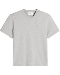 Ami Paris - Embroidered Logo Ribbed Neck T-Shirt - Lyst