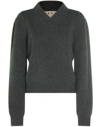 Marni - Ribbed V-Neck Ribbed Jumper - Lyst