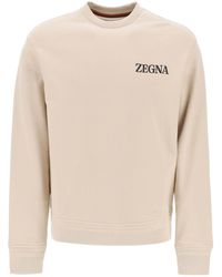 ZEGNA - Logo Prrinted Crewneck Sweatshirt - Lyst
