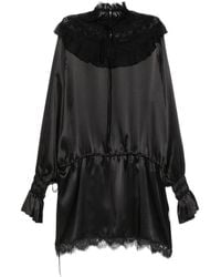 Ann Demeulemeester - Lace-Trimmed Ruffled Mini Dress - Lyst
