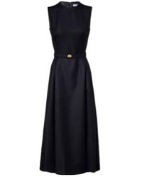 Burberry - Prince Of Wales Check Wool Midi Dress - Lyst
