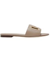 Dolce & Gabbana - Logo Cutout Flat Sandals - Lyst