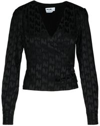MSGM - All-Over Patterned V-Neck Blouse - Lyst