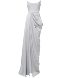Alex Perry - Draped Satin Crepe Bustier Gown - Lyst