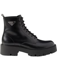 Prada - Lace-Up Platform Boots - Lyst