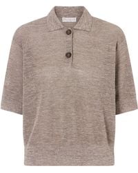 Brunello Cucinelli - Cropped Knitted Polo Shirt - Lyst