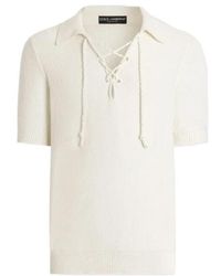 Dolce & Gabbana - Cotton-Blend Serafino Drawstring Polo Shirt - Lyst