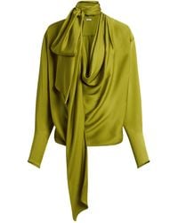 Balmain - Draped Silk Charmeuse Blouse - Lyst