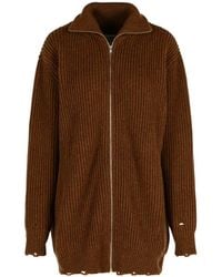 MM6 by Maison Margiela - High Neck Zip-Up Cardigan - Lyst