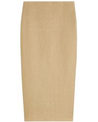 Max Mara - Diagonal-Weave Linen Midi Skirt - Lyst