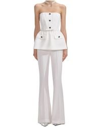 Self-Portrait - Strapless Crepe Jumpsuit - Lyst