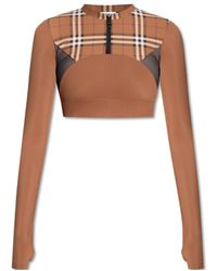 Burberry - Checked Stretch-Jersey Cropped Top - Lyst