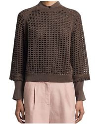 Peserico - Openwork Fringed Knitted Sweater - Lyst