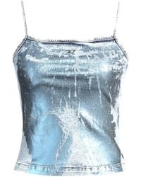 DIESEL - Solid Color Denim Sleeveless Top - Lyst