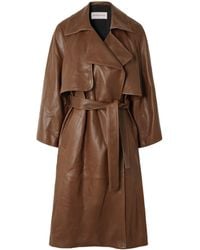 Nour Hammour - Belted Leather Trench Coat - Lyst
