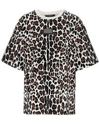 Dolce & Gabbana - Animal Print Logo Plaque T-Shirt - Lyst