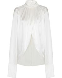 Balmain - Drapped Silk Blouse Shirt - Lyst