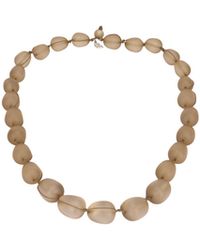 Emporio Armani - Beaded Logo Plaque Necklace - Lyst