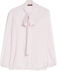 Max Mara - Bow Tie Long-Sleeved Shirt - Lyst