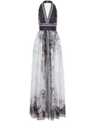Elie Saab - Printed Silk Chiffon Maxi Dress - Lyst