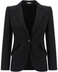 McQueen - Padded-Shoulder Single-Breasted Blazer - Lyst