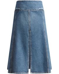 Alaïa - Alaïa Denim Slit Skirt - Lyst