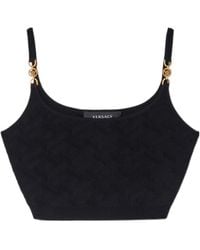 Versace - Medusa Plaque Cropped Knitted Top - Lyst