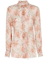 Semicouture - Floral Tie-Waist Shirt - Lyst