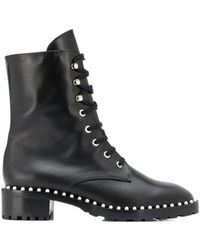 Stuart Weitzman - Lace-Up Studded Boots - Lyst