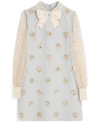 Valentino - Embroidered Crepe Couture Short Dress - Lyst