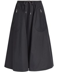Moncler - Drawstring Cotton-Blend Poplin Midi Skirt - Lyst
