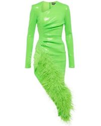 David Koma - Sequined Feather-Trimmed Midi Dress - Lyst